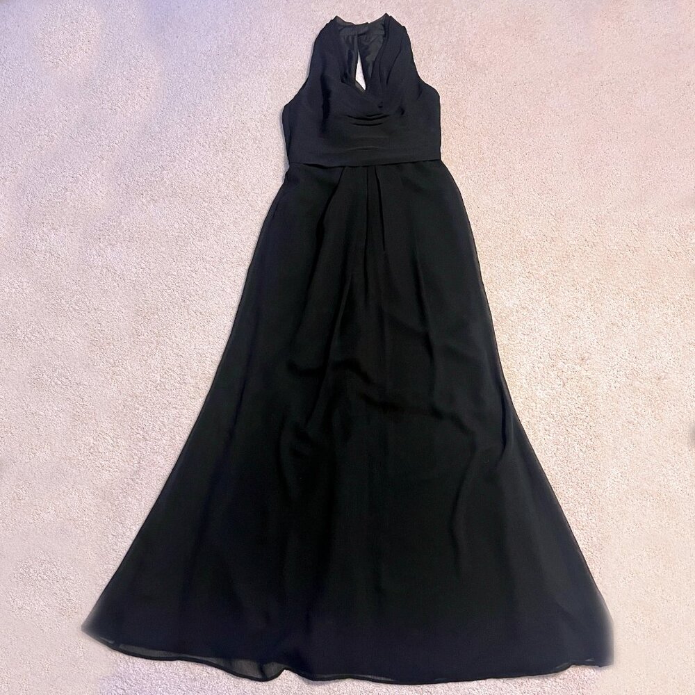 Davids Bridal Chiffon Halter Draped Cascade Dress Black 4